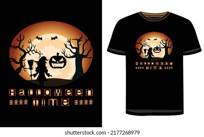 Diseño de camisetas de Halloween. Gráfico vectorial de Halloween. Ilustración de la camiseta de Halloween.  Hermoso y llamativo vector de Halloween