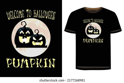 Diseño de camisetas de Halloween. Gráfico vectorial de Halloween. Ilustración de la camiseta de Halloween.  Hermoso y llamativo vector de Halloween