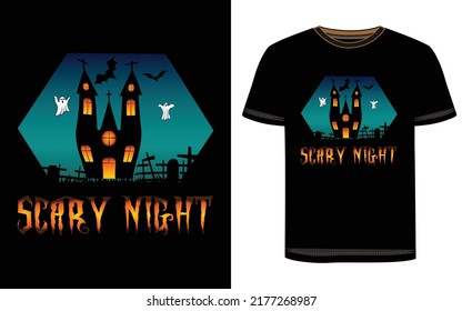 Diseño de camisetas de Halloween. Gráfico vectorial de Halloween. Ilustración de la camiseta de Halloween.  Hermoso y llamativo vector de Halloween