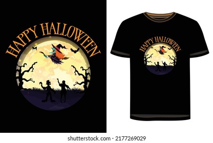 Diseño de camisetas de Halloween. Gráfico vectorial de Halloween. Ilustración de la camiseta de Halloween.  Hermoso y llamativo vector de Halloween