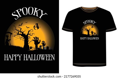 Diseño de camisetas de Halloween. Gráfico vectorial de Halloween. Ilustración de la camiseta de Halloween.  Hermoso y llamativo vector de Halloween