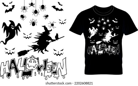 Halloween T-Shirt Design With Halloween Vector Graphic.