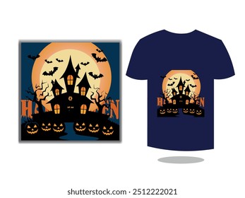 Halloween T-Shirt Design. Halloween Vector Graphic. Halloween horror T-Shirt illustration. ghost t-shirt design. 
