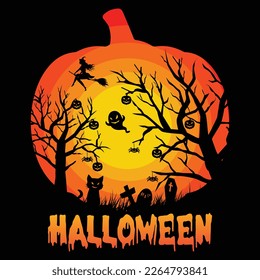 Ilustración del vector de diseño de camisetas de Halloween 