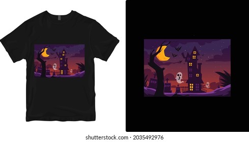diseño de camisetas de halloween. Impresión vectorial, tipografía, Halloween, afiche, huella, emblema. Swatches globales.