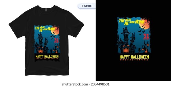 Halloween T-Shirt Design. Vector print, typography, poster. Global swatches. 