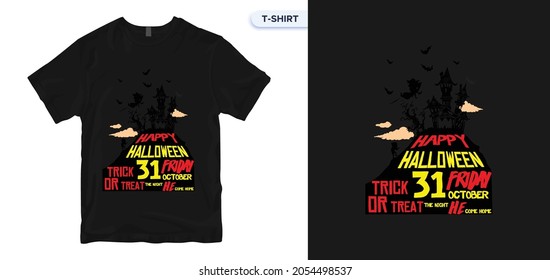 Halloween T-Shirt Design. Vector print, typography, poster. Global swatches. 