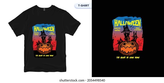 Halloween T-Shirt Design. Vector print, typography, poster. Global swatches. 
