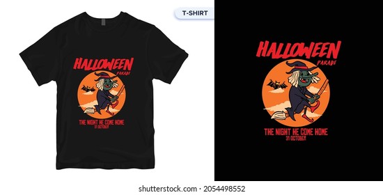 Halloween T-Shirt Design. Vector print, typography, poster. Global swatches. 