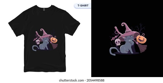 Halloween T-Shirt Design. Vector print, typography, poster. Global swatches. 