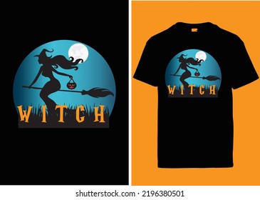 Halloween T-shirt Design Witch Pumkin