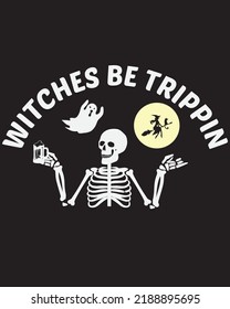 Halloween t-shirt design witches be trip pin