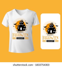HALLOWEEN TSHIRT, et of white shirt design, T-Shirt Mockup Template. Design T-shirts with trendy 