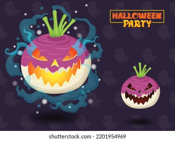 Halloween Turnips Collection In Flat Design. Swap your pumpkins for turnips this Halloween. Vector illustration