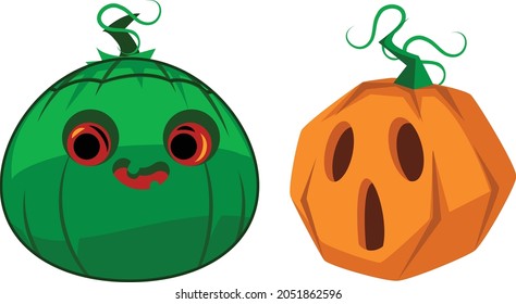 Halloween Two pumpkin vector art and illustration