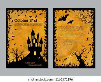 Halloween two-sided flyer vector design template. A4 format