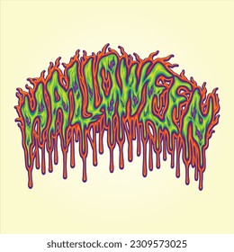 Halloween typeface slime bloody letter effect illustrations vector illustrations for your work logo, merchandise t-shirt, stickers and label designs, poster, greeting cards advertising business