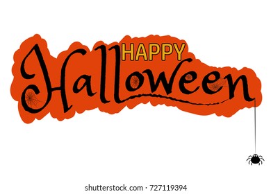 Halloween Typographic banner with Scary elements such as web and Spider. Halloween for Happy Halloween Trick or Treat party celebration