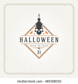 Halloween Typographic Greeting Card Design Vector Background. Halloween celebration Label good for poster or flyer. EPS 10.