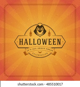Halloween Typographic Greeting Card Design Vector Background. Halloween celebration Label good for poster or flyer. EPS 10.