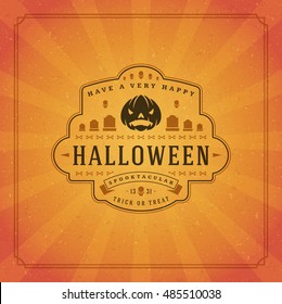 Halloween Typographic Greeting Card Design Vector Background. Halloween celebration Label good for poster or flyer. EPS 10.