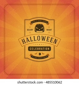 Halloween Typographic Greeting Card Design Vector Background. Halloween celebration Label good for poster or flyer. EPS 10.