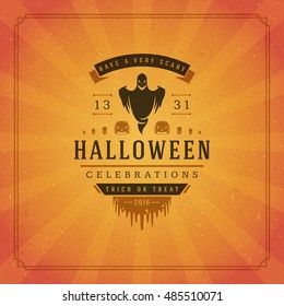 Halloween Typographic Greeting Card Design Vector Background. Halloween celebration Label good for poster or flyer. EPS 10.