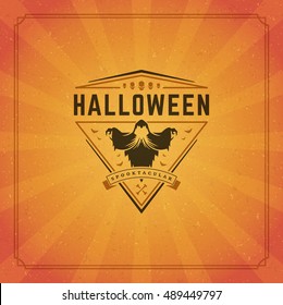 Halloween Typographic Greeting Card Design Vector Background. celebration Label good for poster or flyer. EPS 10.