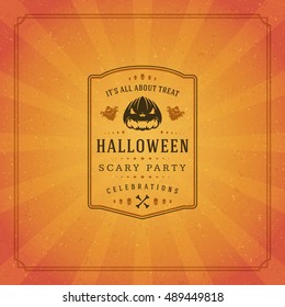 Halloween Typographic Greeting Card Design Vector Background. celebration Label good for poster or flyer. EPS 10.
