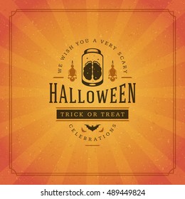 Halloween Typographic Greeting Card Design Vector Background. celebration Label good for poster or flyer. EPS 10.