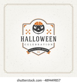 Halloween Typographic Greeting Card Design Vector Background. celebration Label good for poster or flyer. EPS 10.