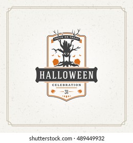 Halloween Typographic Greeting Card Design Vector Background.  celebration Label good for poster or flyer. EPS 10.