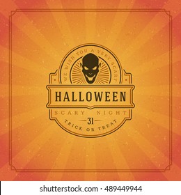 Halloween Typographic Greeting Card Design Vector Background. celebration Label good for poster or flyer. EPS 10.