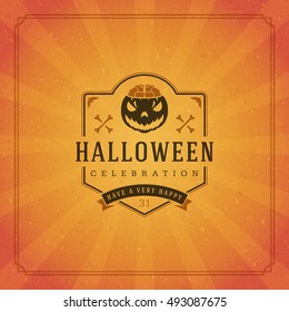 Halloween Typographic Greeting Card Design Vector Background. Halloween celebration Label good for poster or flyer. EPS 10.