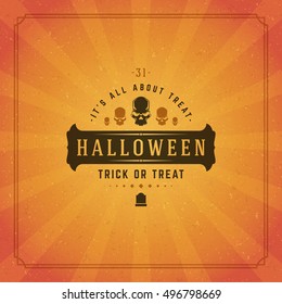 Halloween Typographic Greeting Card Design Vector Background. Halloween celebration Label good for poster or flyer. EPS 10.