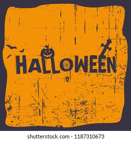 Halloween Typographic with Silhouette Icon Spooky Halloween On Grunge Textured Background. For Your Design, Card, poster, invitation, etc.