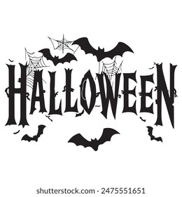 halloween typography with bats in vector