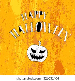 halloween typography. Calligraphy letters in frame on grunge background. 
