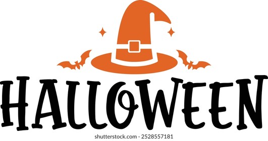 Diseño de tipografía de Halloween en fondo aislado transparente blanco liso para tarjeta, camisa, sudadera con capucha, sudadera, ropa, tarjeta, etiqueta, taza, icono, póster o insignia, feliz Halloween