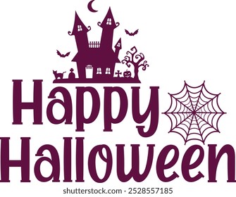 Diseño de tipografía de Halloween en fondo aislado transparente blanco liso para tarjeta, camisa, sudadera con capucha, sudadera, ropa, tarjeta, etiqueta, taza, icono, póster o insignia, feliz Halloween