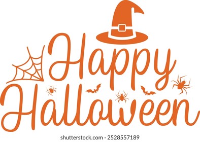 Diseño de tipografía de Halloween en fondo aislado transparente blanco liso para tarjeta, camisa, sudadera con capucha, sudadera, ropa, tarjeta, etiqueta, taza, icono, póster o insignia, feliz Halloween