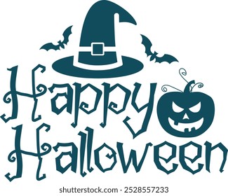 Diseño de tipografía de Halloween en fondo aislado transparente blanco liso para tarjeta, camisa, sudadera con capucha, sudadera, ropa, tarjeta, etiqueta, taza, icono, póster o insignia, feliz Halloween