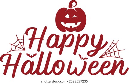 Diseño de tipografía de Halloween en fondo aislado transparente blanco liso para tarjeta, camisa, sudadera con capucha, sudadera, ropa, tarjeta, etiqueta, taza, icono, póster o insignia, feliz Halloween