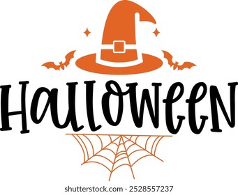 Diseño de tipografía de Halloween en fondo aislado transparente blanco liso para tarjeta, camisa, sudadera con capucha, sudadera, ropa, tarjeta, etiqueta, taza, icono, póster o insignia, feliz Halloween