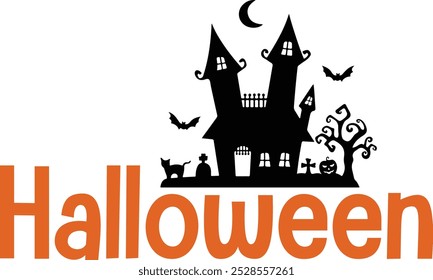 Diseño de tipografía de Halloween en fondo aislado transparente blanco liso para tarjeta, camisa, sudadera con capucha, sudadera, ropa, tarjeta, etiqueta, taza, icono, póster o insignia, feliz Halloween