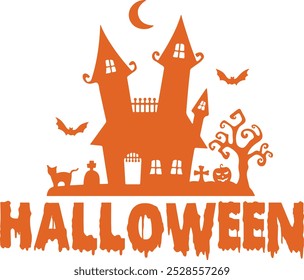 Diseño de tipografía de Halloween en fondo aislado transparente blanco liso para tarjeta, camisa, sudadera con capucha, sudadera, ropa, tarjeta, etiqueta, taza, icono, póster o insignia, feliz Halloween