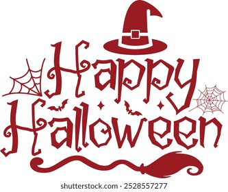 Diseño de tipografía de Halloween en fondo aislado transparente blanco liso para tarjeta, camisa, sudadera con capucha, sudadera, ropa, tarjeta, etiqueta, taza, icono, póster o insignia, feliz Halloween