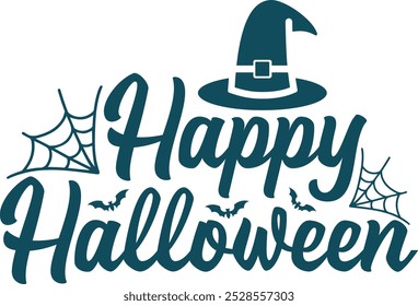 Diseño de tipografía de Halloween en fondo aislado transparente blanco liso para tarjeta, camisa, sudadera con capucha, sudadera, ropa, tarjeta, etiqueta, taza, icono, póster o insignia, feliz Halloween