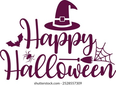 Diseño de tipografía de Halloween en fondo aislado transparente blanco liso para tarjeta, camisa, sudadera con capucha, sudadera, ropa, tarjeta, etiqueta, taza, icono, póster o insignia, feliz Halloween