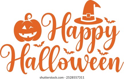 Diseño de tipografía de Halloween en fondo aislado transparente blanco liso para tarjeta, camisa, sudadera con capucha, sudadera, ropa, tarjeta, etiqueta, taza, icono, póster o insignia, feliz Halloween